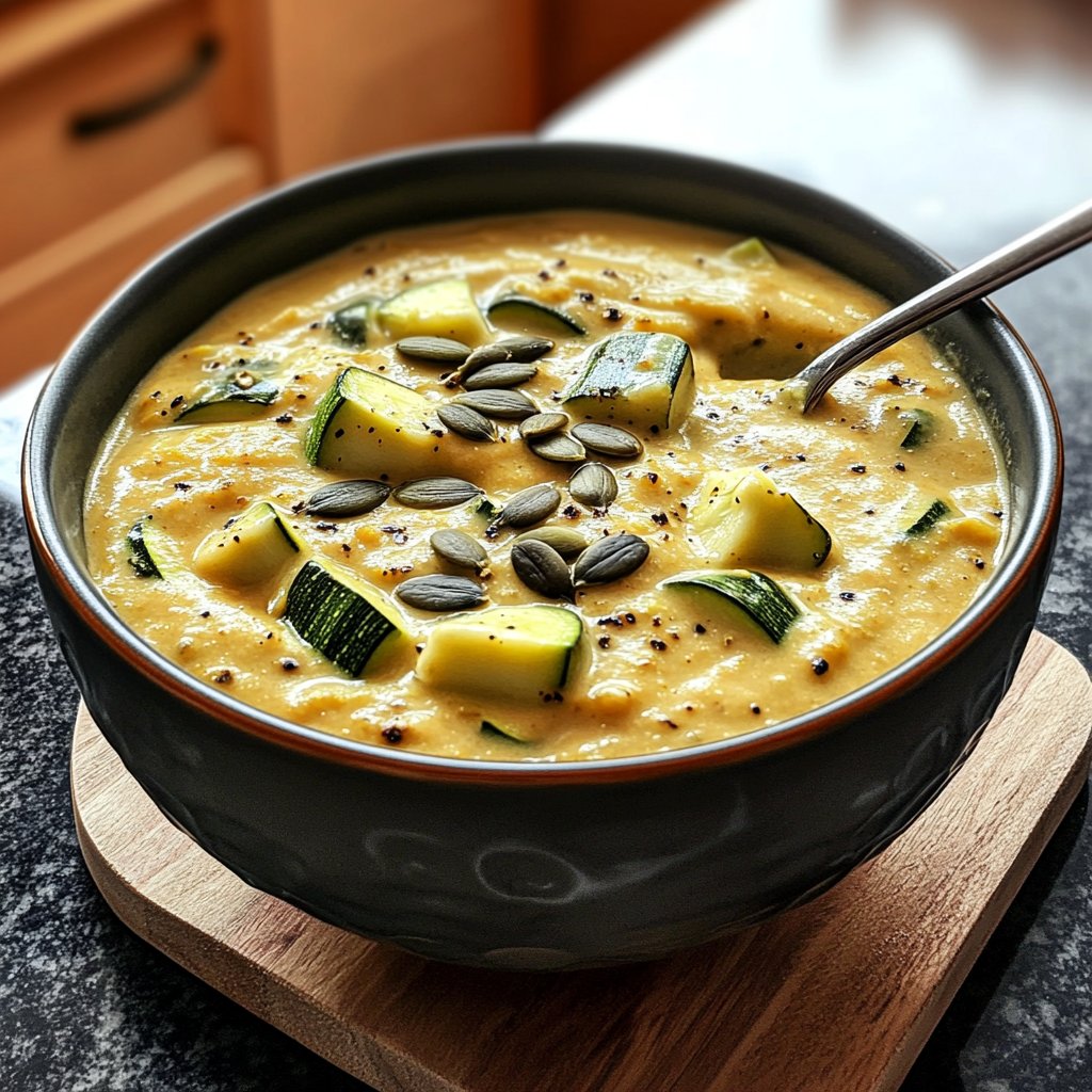 Cremige Kürbissuppe mit Zucchini