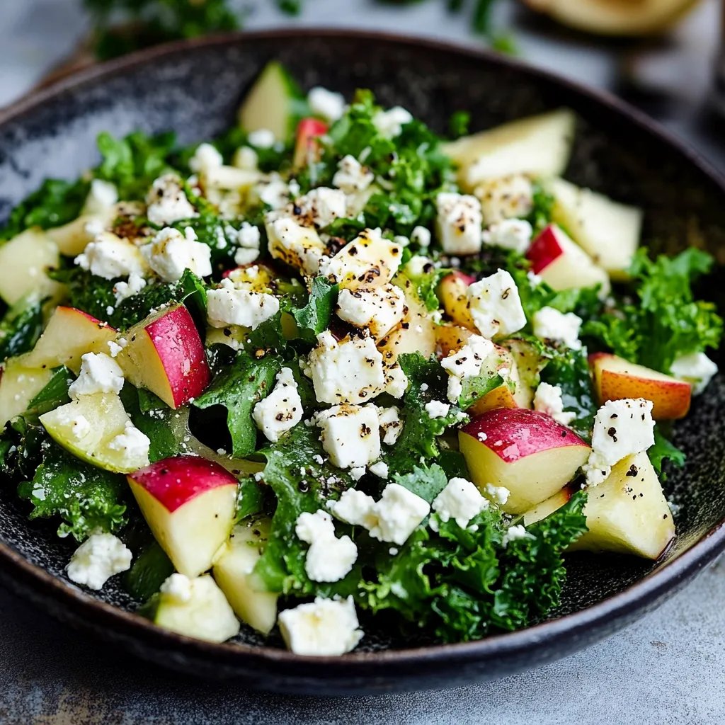 Grünkohlsalat mit Apfel und Feta